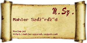 Mahler Szórád névjegykártya